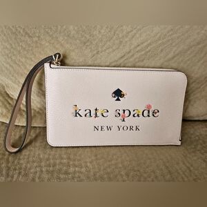 kate spade Zip Wristlet light rose garden logo NWT Rare